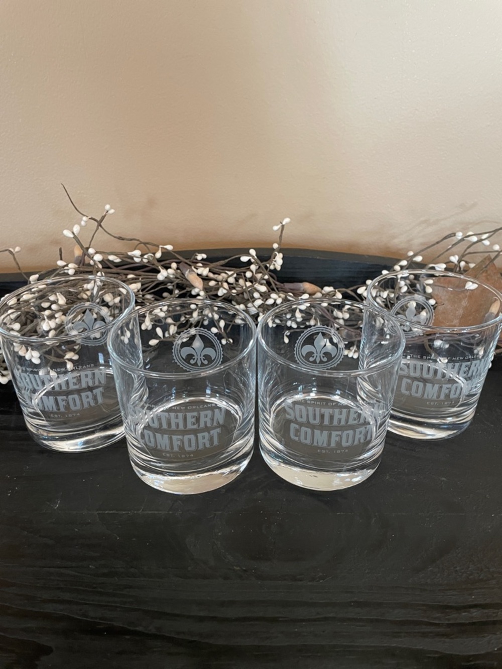 Southern Comfort Etched “The Spirit of New Orleans 1874” Rocks Glasses-Set of 4